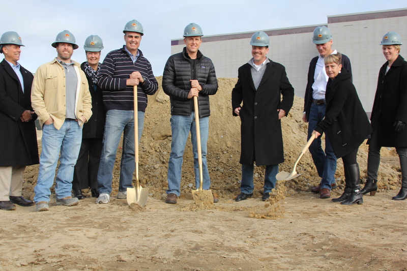 Officials dig up some dirt during Sussex Academy's groundbreaking for a new pool. Pictured are (l-r) Rep. Steve Smyk, R-Milton; Shawn Ballard, Schell Brothers; Chris Lecates, councilwoman Town of Georgetown; Sen. Ernie Lopez, R-Lewes; Chris Schell, CEO Schell Brothers; Sussex County Councilman Robert Arlett; Jennifer Scott, president Sussex Academy board; Principal Patricia Oliphant; and Allen Stafford, director of finance and operations. BY MELISSA STEELE